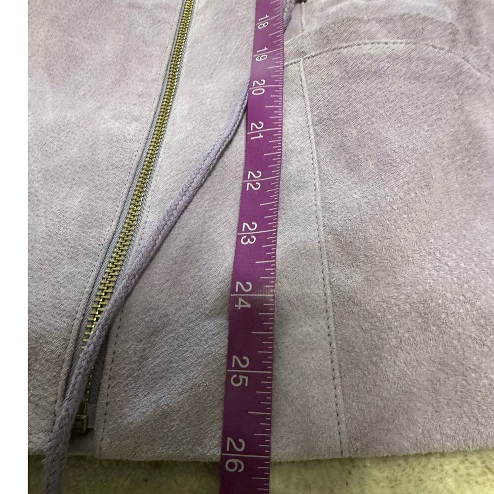 IMAN Lavender Suede Moto Jacket Asymmetrical Zip Mixed Media Large - Picture 9 of 10